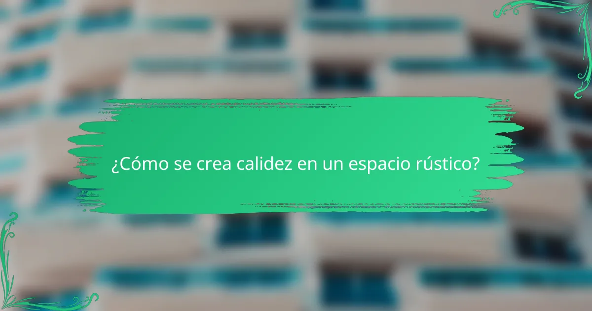¿Cómo se crea calidez en un espacio rústico?