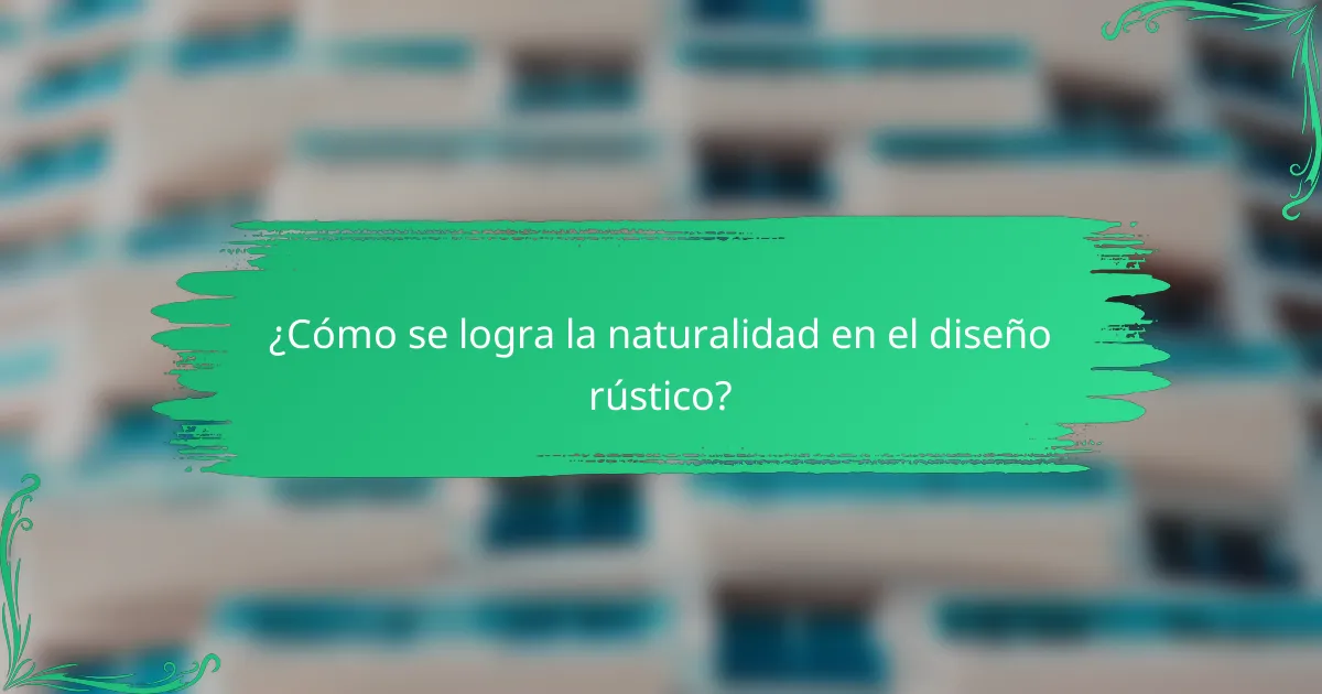 ¿Cómo se logra la naturalidad en el diseño rústico?