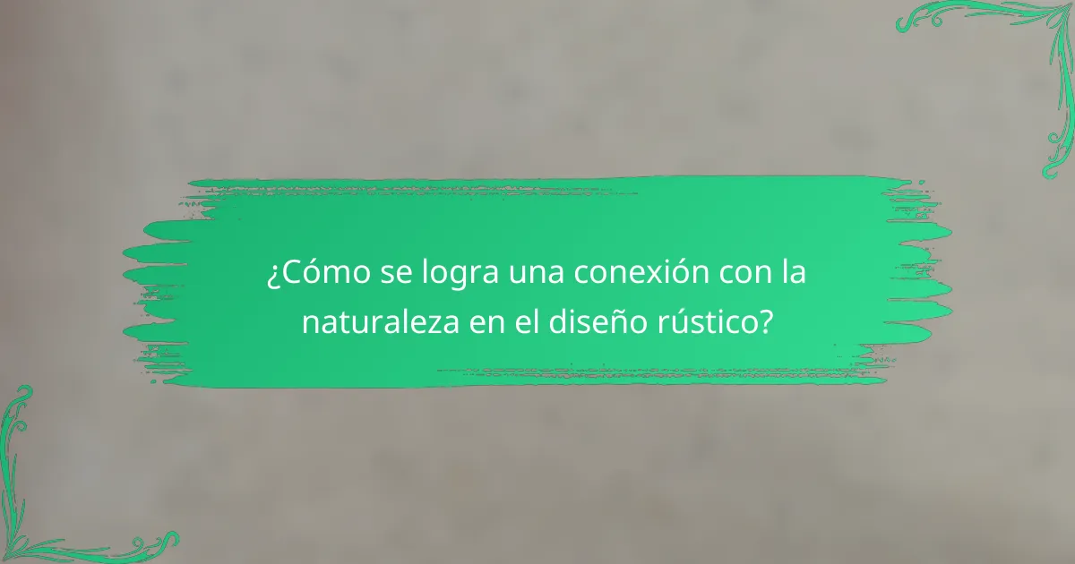 ¿Cómo se logra una conexión con la naturaleza en el diseño rústico?