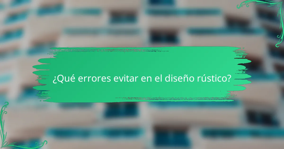 ¿Qué errores evitar en el diseño rústico?